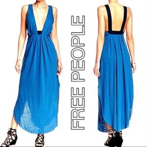 FREE PEOPLE - BLUE - long dress with - MEDIUM